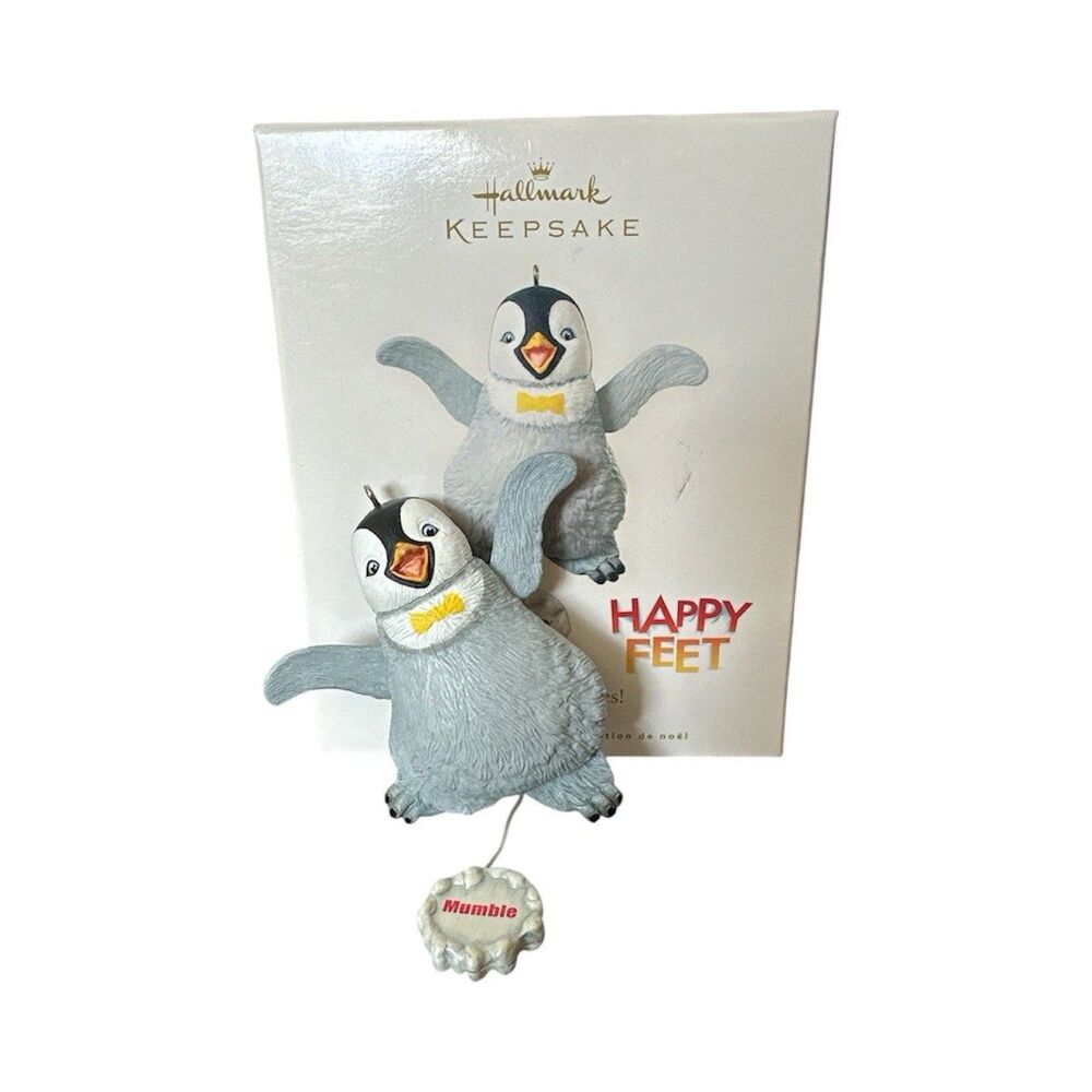 Hallmark 2008 Happy Feet Ornament W/ Box Mumble Dances ~ Flippers Move